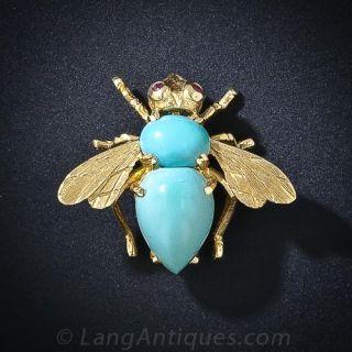 Rosenthal Turquoise Bee Pin