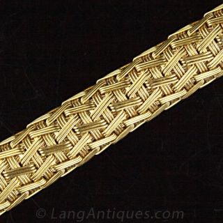 Rosy Yellow Gold Braided Mesh Bracelet