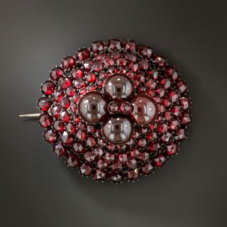 Round Bohemian Garnet Cluster Brooch - 2