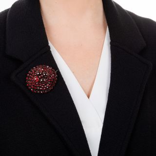Round Bohemian Garnet Cluster Brooch
