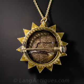 Round Opal and Pearl Sunburst Pin/Pendant