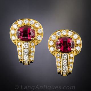 Rubellite and Diamond Earrings