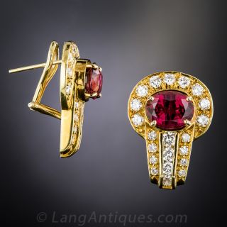 Rubellite and Diamond Earrings
