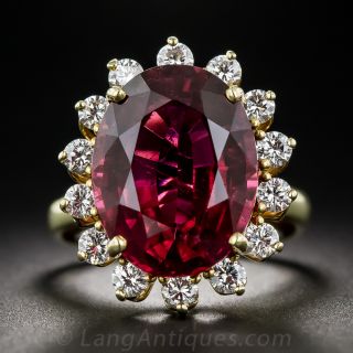 Rubellite and Diamond Lady Di Style Ring