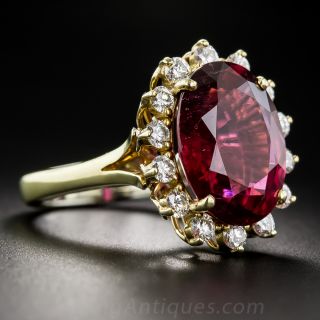 Rubellite and Diamond Lady Di Style Ring
