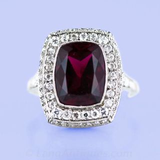 Rubellite Tourmaline and Diamond Deco Ring