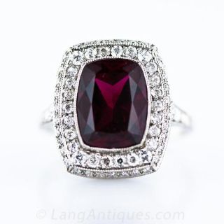 Rubellite Tourmaline and Diamond Deco Ring
