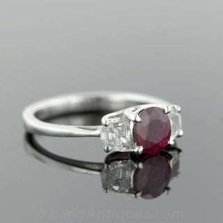 Ruby and Diamond 3-Stone Ring