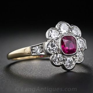 Ruby and Diamond Antique Style Ring