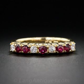 Ruby Diamond Wedding Band 