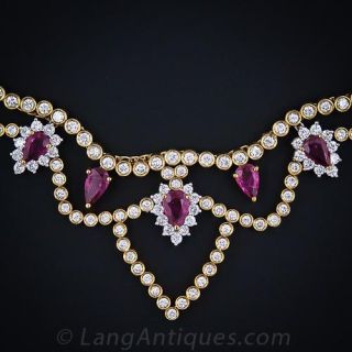 Ruby and Diamond Bib-Style Necklace