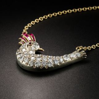 Ruby and Diamond Bird Necklace