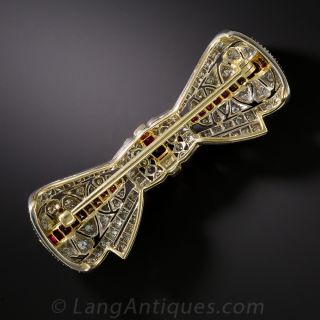 Ruby and Diamond Bow Pin