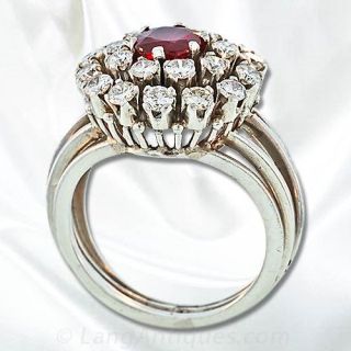 Ruby and Diamond Cluster Ring