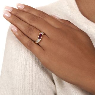 Ruby and Diamond Curved Band 