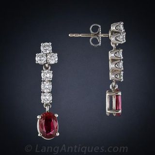 Ruby and Diamond Drop Earrings 