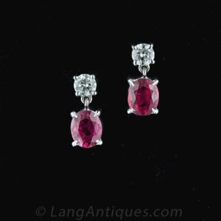Ruby and Diamond Drop Earrings 