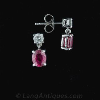 Ruby and Diamond Drop Earrings