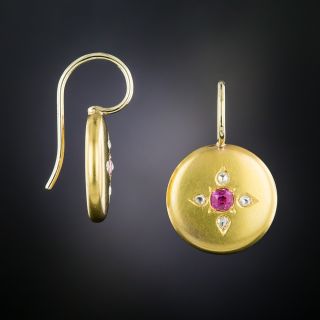 Ruby and Diamond Drop Earrings by Krementz