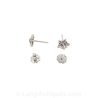 Ruby and Diamond Stud Earrings