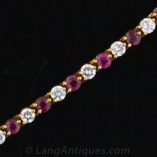 Ruby and Diamond Tennis Bracelet Main View