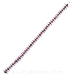 Ruby and Diamond Three Row Bracelet