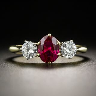 Ruby And Diamond Three-Stone Ring - By Garrard - 2