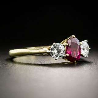 Ruby And Diamond Three-Stone Ring - By Garrard