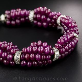 Ruby and Diamond Torsade Bracelet