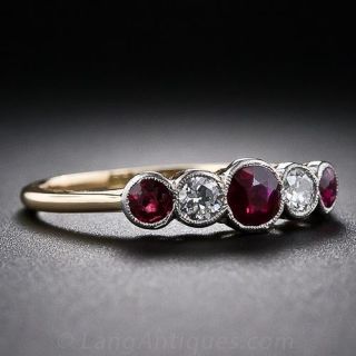 Ruby and  Diamond Vintage Style Ring