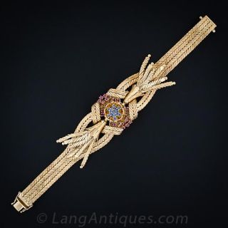 Ruby and Sapphire Tassel Bracelet