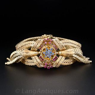 Ruby and Sapphire Tassel Bracelet