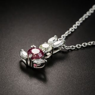 Ruby Diamond Platinum Bunny Pendant