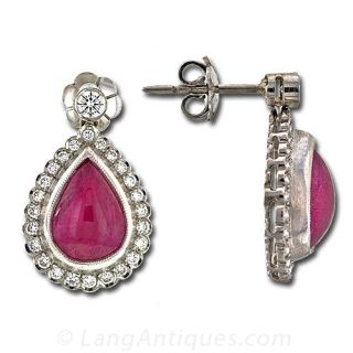 Ruby Earrings with Diamonds