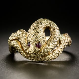 Ruby Eyed Snake Ring - 3