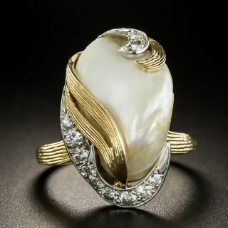Ruser Freshwater Pearl And Diamond Ring - 2