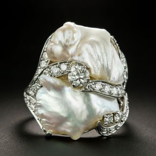 Ruser Freshwater Pearl and Diamond Ring - 2