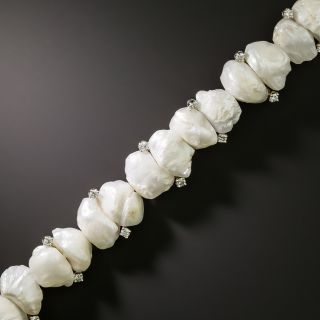 Ruser Mid-Century Freshwater Pearl and Diamond Bracelet - 2