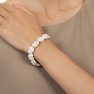 Ruser Mid-Century Freshwater Pearl and Diamond Bracelet
