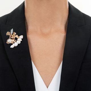 Ruser Pearl and Diamond Angel Brooch