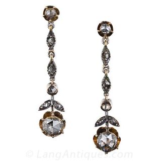 Russian Antique Diamond Drop Earrings