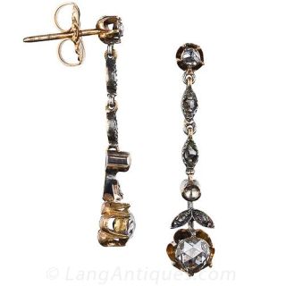 Russian Antique Diamond Drop Earrings