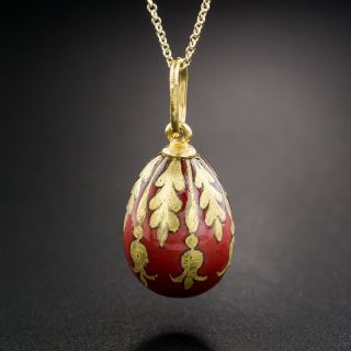 Russian Antique Enamel Easter Egg Pendant  - 3