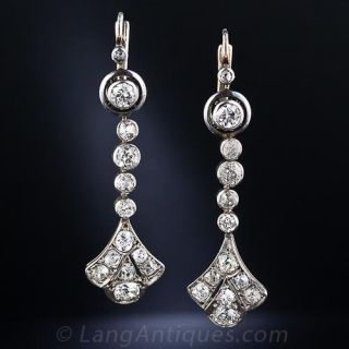 Russian Art Deco Diamond Drop Earrings