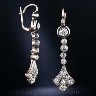 Russian Art Deco Diamond Drop Earrings