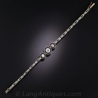 Russian Art Deco Diamond  Link Bracelet