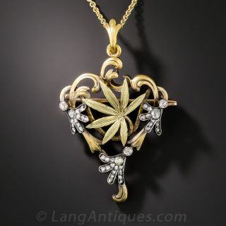 Russian Art Nouveau Cannabis Leaf Necklace/Brooch