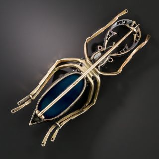 Russian Blue Agate Diamond Sapphire and Ruby Beetle Brooch