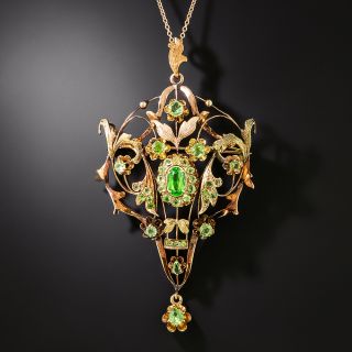Russian Demantoid Garnet Floral Scroll Necklace/Brooch - 2