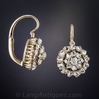 Russian Rose-Cut Diamond Cluster Earrings